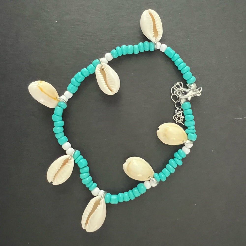 Beach Themed Anklet featuring dangling Cowrie Shells